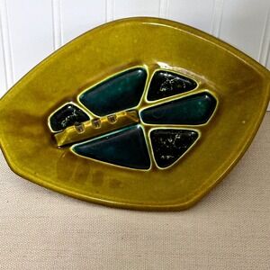 Vintage MCM Ashtray Geometric Design Made In USA A•45 Ceramic Pottery Excellent